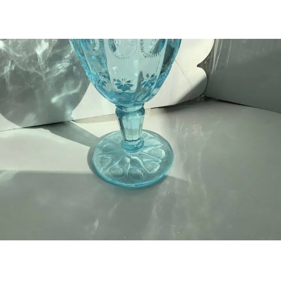 Vintage Fenton for LG Wright Ice Blue Priscilla Goblet - Picture 5 of 8